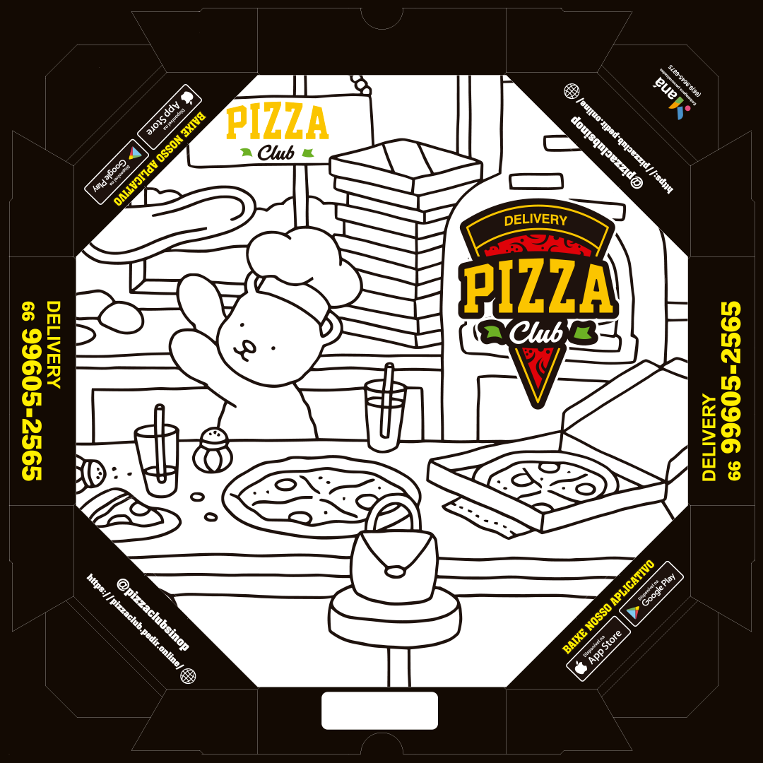 Layout de embalagem personalizada — Pizza Club