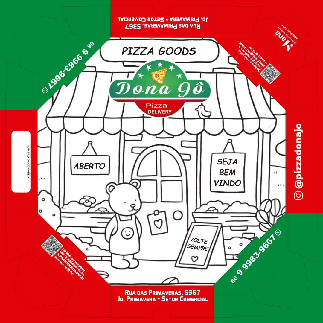 Layout de embalagem personalizada — Dona Jô Pizza Delivery