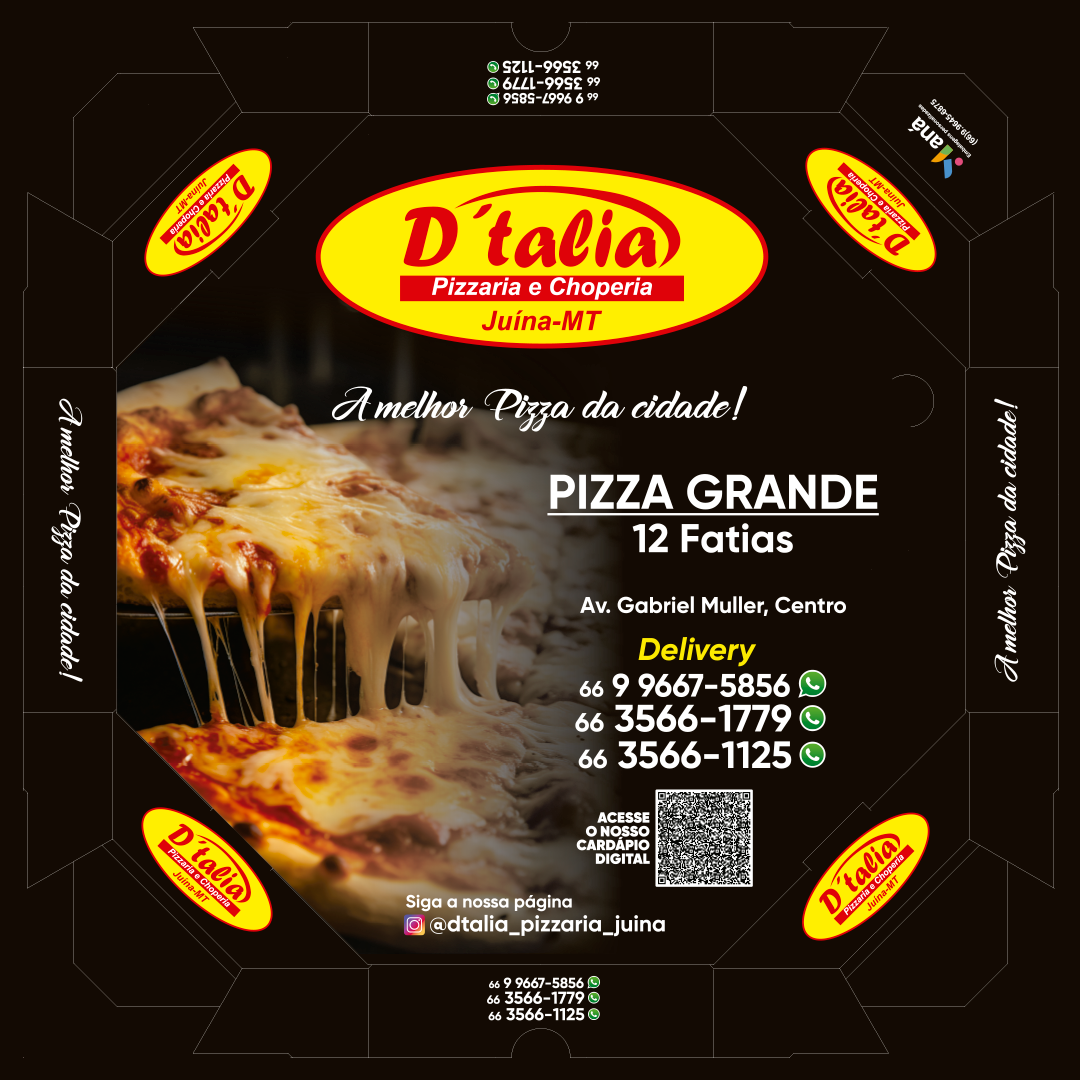Layout de embalagem personalizada — D'Italia Pizzaria Juína